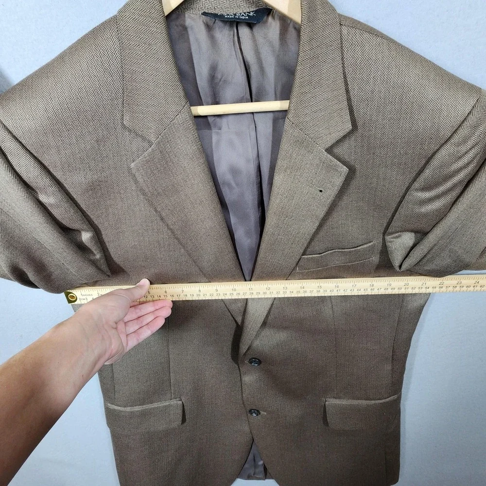 Jos A Bank Blazer Mens 43R Camel Hair Silk Blend Brown Herringbone‎ Signature - Picture 2 of 9
